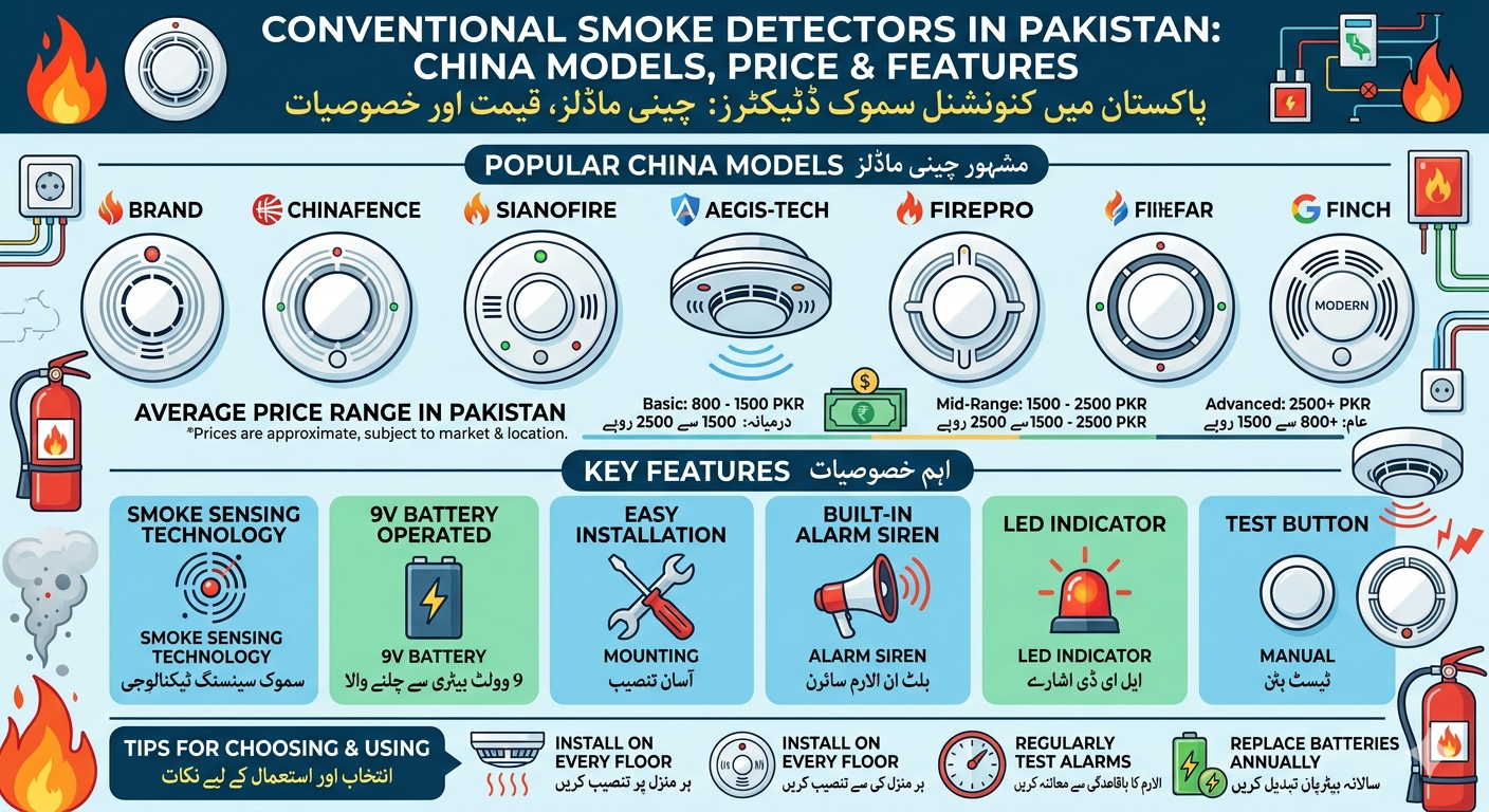 Conventional Smoke Detectors In Pakistan – China Models Price And Features